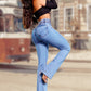 Hoch taillierte, dehnbare Flared Jeans💯💯