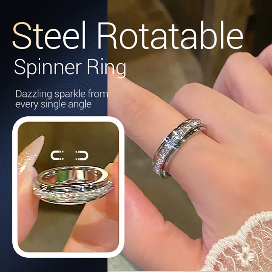 LETZTER TAG AKTION-KAUF 1 ERHALTE 1 GRATIS✨Drehbarer Spinner-Ring aus Titanstahl mit Zirkonia